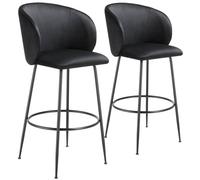 tectake Bar Stool Luana Black/Black Set Of 2 in Black TECTAKE Black