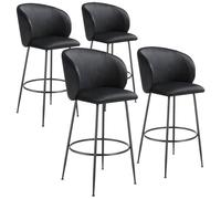 tectake Bar Stool Luana Black/Black Set Of 4 in Black TECTAKE Black