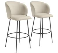 tectake Bar Stool Luana Cream/Black Set Of 2 TECTAKE Multicolor