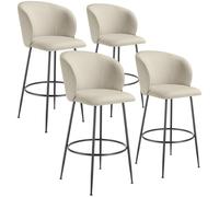 tectake Bar Stool Luana Cream/Black Set Of 4 TECTAKE Multicolor