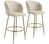 tectake Bar Stool Luana Cream/Gold Set Of 2 TECTAKE Multicolor