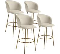 tectake Bar Stool Luana Cream/Gold Set Of 4 TECTAKE Multicolor
