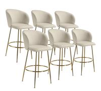 tectake Bar Stool Luana Cream/Gold Set Of 6 TECTAKE Multicolor