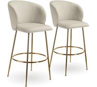tectake Bar Stool Luana Cream/Gold Set Of 2 TECTAKE Multicolor
