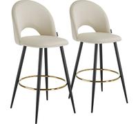tectake Bar Stool Rachel Cream/Black Set Of 2 TECTAKE Multicolor