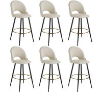 tectake Bar Stool Rachel Cream/Black Set Of 6 TECTAKE Multicolor
