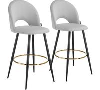 tectake Bar Stool Rachel Light Grey/Black Set Of 2 TECTAKE Multicolor