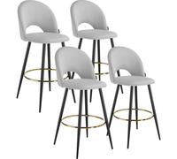 tectake Bar Stool Rachel Light Grey/Black Set Of 4 TECTAKE Multicolor