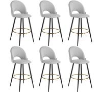 tectake Bar Stool Rachel Light Grey/Black Set Of 6 TECTAKE Multicolor