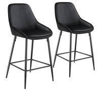 tectake Bar Stool Siera Velvet Look Black/Black Set Of 2 in Black TECTAKE Black