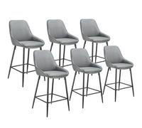 Tectake Bar Stool Siera With Backrest, Padding And Soft Fabric - Woven Fabric Grey/black, Set Of 6