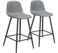 tectake Bar Stool Willow Dark Grey/Black Set Of 2 TECTAKE Multicolor