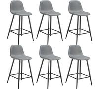 tectake Bar Stool Willow Dark Grey/Black Set Of 6 TECTAKE Multicolor