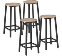 tectake Set Of Bar Stools Corby Industrial Wood Light, Oak Sonoma Set Of 4 in Light Oak TECTAKE Light Oak