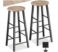 tectake Set Of 2 Bar Stools Keynes Industrial Wood Light, Oak Sonoma 2 in Light Oak TECTAKE Light Oak
