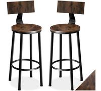 Tectake 2 Bar Stools Poole - Industrial Wood Dark, Rustic, 2