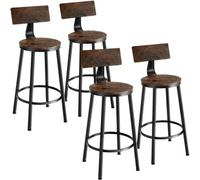 Tectake Bar Stools Poole - Industrial Wood Dark, Rustic, Set Of 4