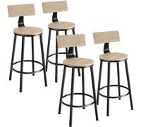 Tectake Bar Stools Poole - Industrial Wood Light, Oak Sonoma, Set Of 4