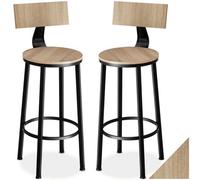 Tectake Bar Stools Poole - Industrial Wood Light, Oak Sonoma, Set Of 2