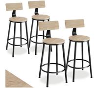Tectake Bar Stools Poole - Industrial Wood Light, Oak Sonoma, Set Of 4