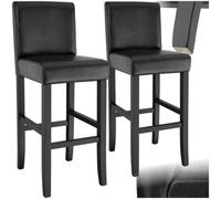 Tectake Bar Stool - Padded Backrest, Synthetic Leather, With Footrests - Black