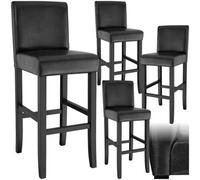 Tectake Bar Stool - Padded Backrest, Synthetic Leather, With Footrests - Black