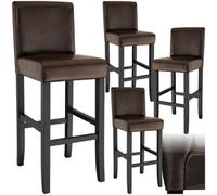 Tectake Bar Stools With A Padded Backrest And Faux Leather Cover - Brown, Set Of 4