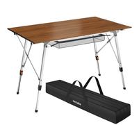 tectake Bastian Aluminum Folding Table, Height-Adjustable in Brown TECTAKE Brown