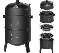 tectake BBQ smoker barrel 3-in-1 - smoker, barbecue smoker, smoker grill - black