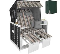 tectake Beach Chair Sylt in Black | Size: 2 Seater TECTAKE Black 2 Seater