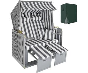 tectake Beach Chair Sylt in Grey | Size: 2 Seater TECTAKE Grey 2 Seater