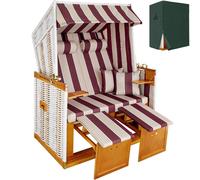 Tectake Beach Chair With Cushions - Red/white