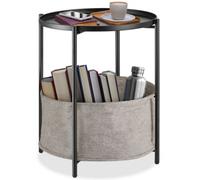 Tectake Bedside Table Canterbury - Round With Removable Shelf, Spacious Basket, 45.5 X 45.5 X 53 Cm - Black