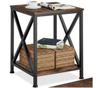 Tectake Bedside Table Carlton - Industrial Style, With 2 Shelves, 40.5 X 40.5 X 52.5 Cm - Industrial Wood Dark, Rustic