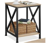 Tectake Bedside Table Carlton - Industrial Style, With 2 Shelves, 40.5 X 40.5 X 52.5 Cm - Industrial Wood Light, Oak Sonoma