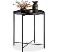 Tectake Bedside Table Chester - Round With Removable Steel Shelf, 45.5 X 45.5 X 53 Cm - Black