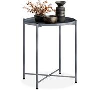 Tectake Bedside Table Chester - Round With Removable Steel Shelf, 45.5 X 45.5 X 53 Cm - Dark Grey