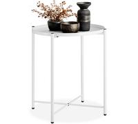 Tectake Bedside Table Chester - Round With Removable Steel Shelf, 45.5 X 45.5 X 53 Cm - White