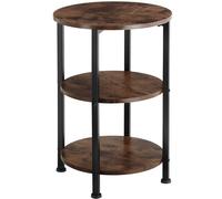 Tectake Bedside Table Colchester - Industrial Style, Round With 3 Shelves, 40 X 61 Cm - Industrial Wood Dark, Rustic
