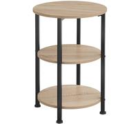 Tectake Bedside Table Colchester - Industrial Style, Round With 3 Shelves, 40 X 61 Cm - Industrial Wood Light, Oak Sonoma