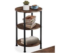Tectake Bedside Table Colchester - Industrial Style, Round With 3 Shelves, 40 X 61 Cm - Industrial Wood Dark, Rustic