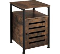 Tectake Bedside Table Cork - Industrial Wood Dark, Rustic Door Hinge On The Right
