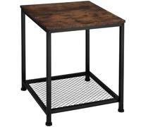 Tectake Bedside Table Derby - Industrial Style, With Grid Shelf, 45.5 X 45.5 X 55.5 Cm - Industrial Wood Dark, Rustic