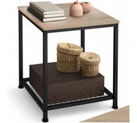 Tectake Bedside Table Derby - Industrial Style, With Grid Shelf, 45.5 X 45.5 X 55.5 Cm - Industrial Wood Light, Oak Sonoma