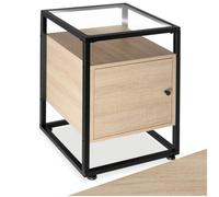 Tectake Nightstand Dudley With 3 Shelves, Magnetic Door - Light Brown
