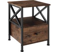 tectake Bedside Table Falkirk - 2 Shelves & A Drawer in Brown TECTAKE Brown
