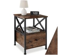 Tectake Bedside Table Falkirk - Industrial Wood Dark, Rustic