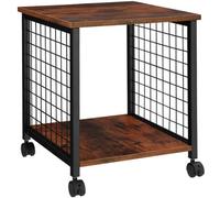 Tectake Bedside Table Gary - Industrial Style, 2 Shelves, Swivel Castors, 40 X 40 X 48 Cm - Industrial Wood Dark, Rustic