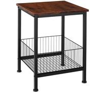 Tectake Side Table Grimsby 40X40X55.5Cm With Integrated Storage Basket - Brown