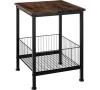Tectake Side Table Grimsby 40X40X55.5Cm With Integrated Storage Basket - Brown